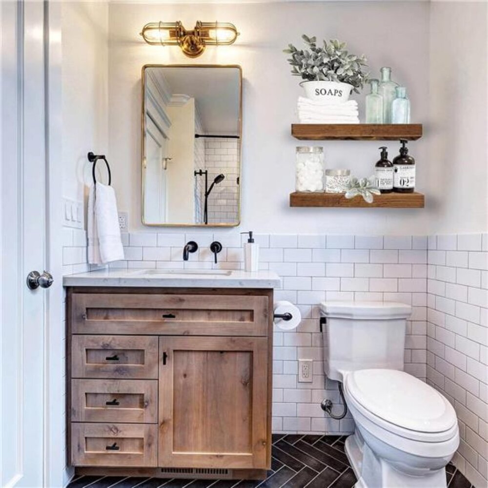 Bathroom Floating Shelves for Wall - 15.7" Wall Mounted Shelf Over Toilet